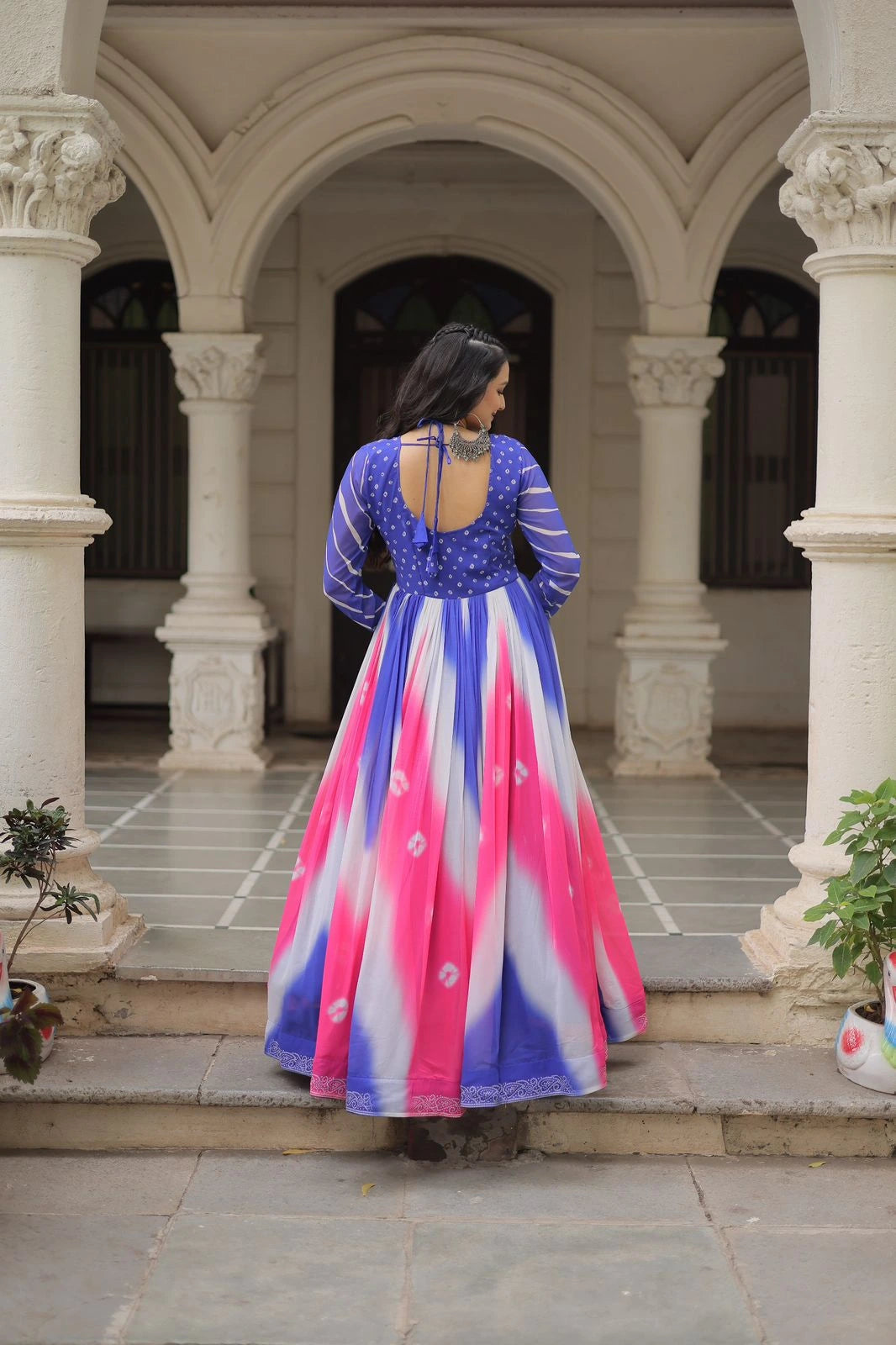Navy Blue Faux Georgette Dress Kalyanja Fashion